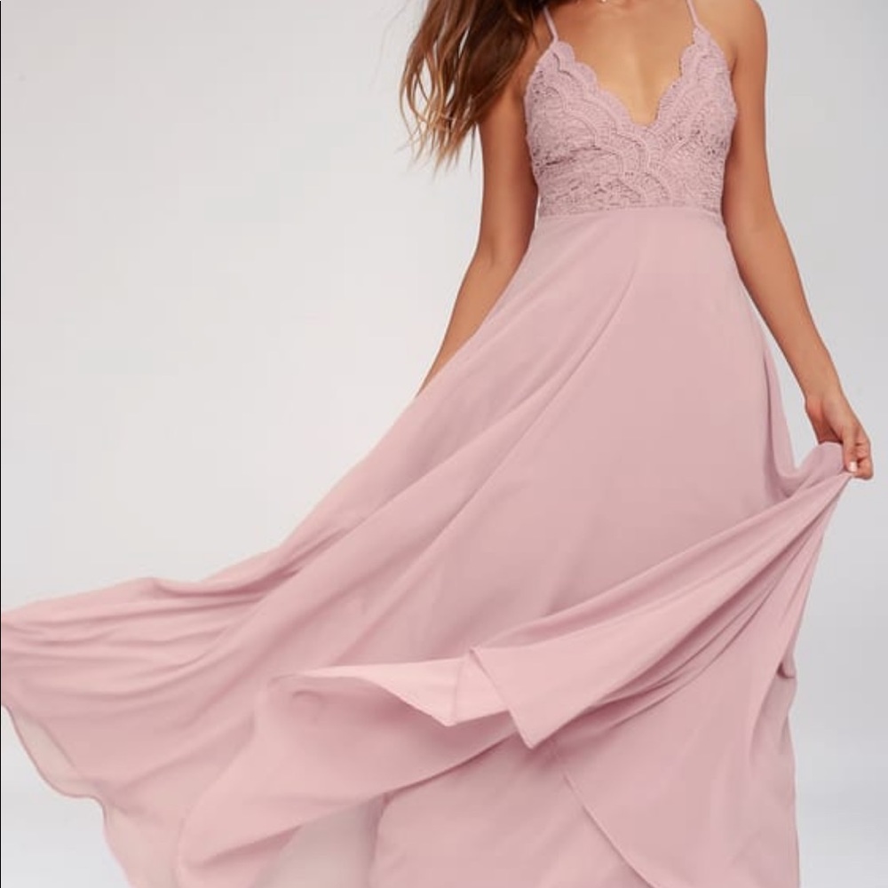 Lulus Lavender Lace Maxi Dress